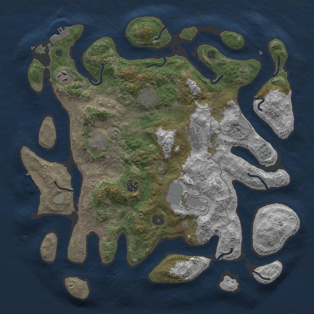 Rust Map: Procedural Map, Size: 4000, Seed: 388791, 15 Monuments