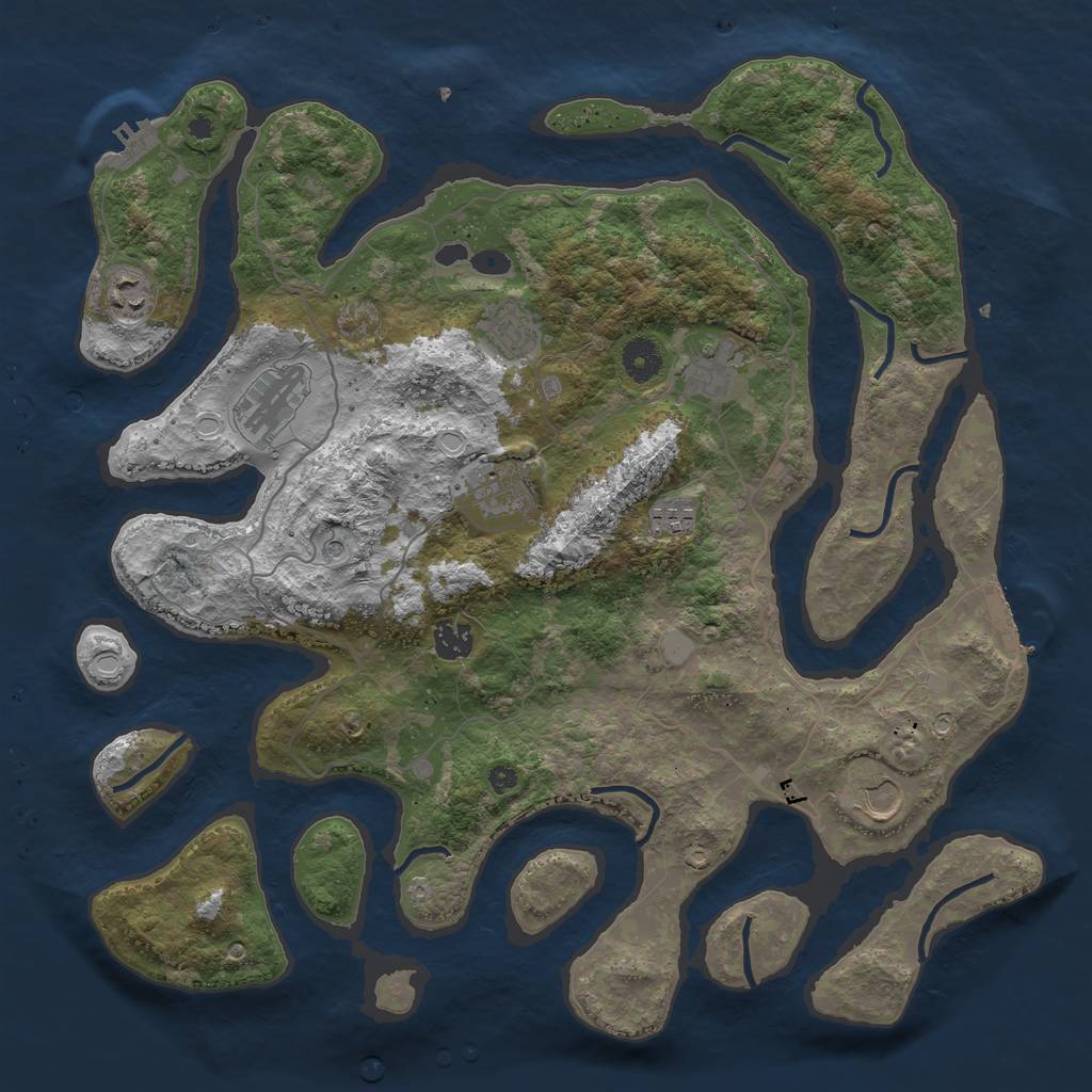 Rust Map: Procedural Map, Size: 4000, Seed: 293516, 16 Monuments