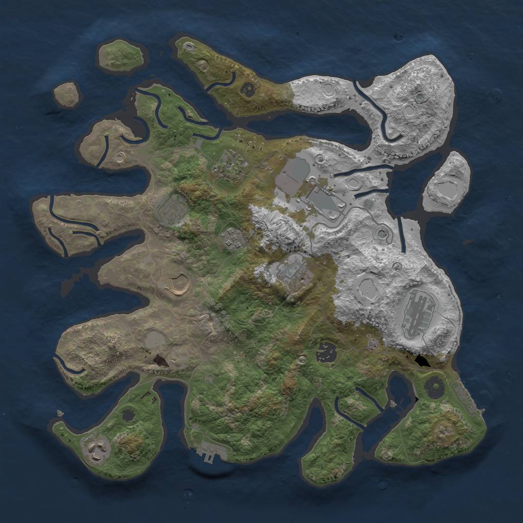 Rust Map: Procedural Map, Size: 3700, Seed: 8586192, 17 Monuments