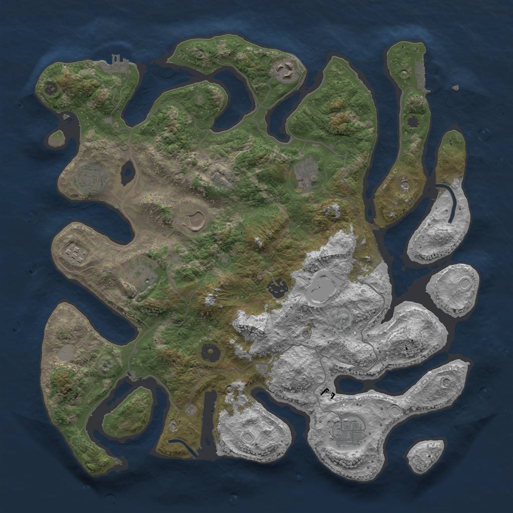 Rust Map: Procedural Map, Size: 4000, Seed: 140363, 16 Monuments