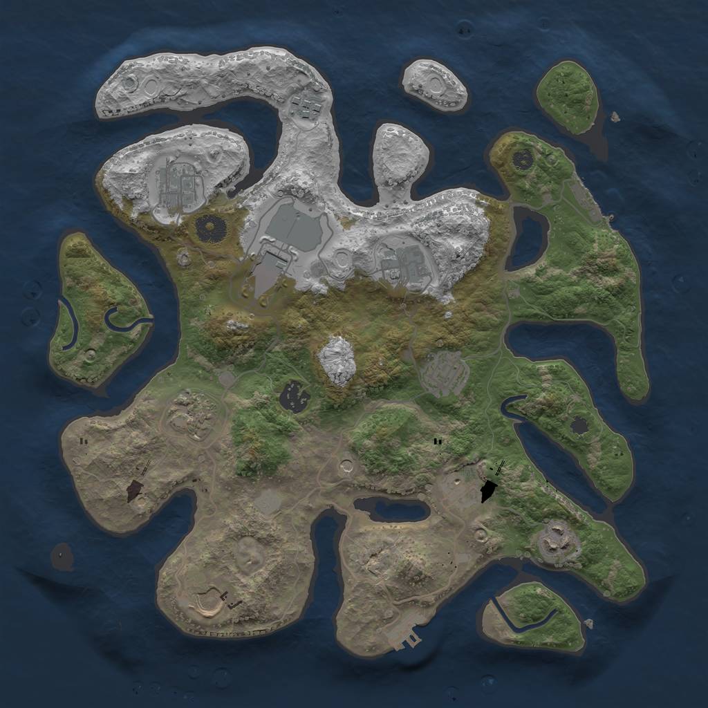 Rust Map: Procedural Map, Size: 3550, Seed: 348545, 18 Monuments