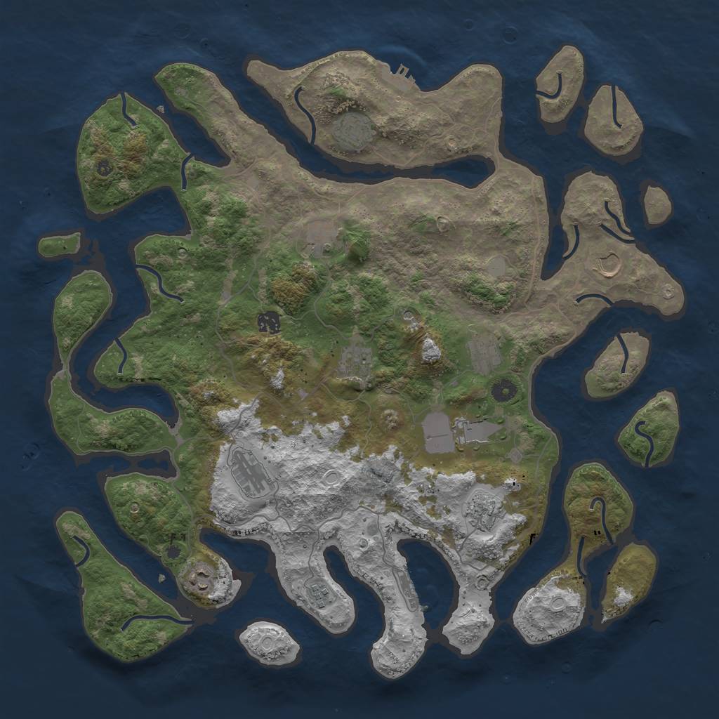 Rust Map: Procedural Map, Size: 4500, Seed: 3904750, 19 Monuments