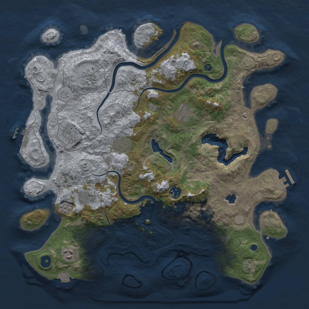 Rust Map: Procedural Map, Size: 4000, Seed: 524126, 14 Monuments