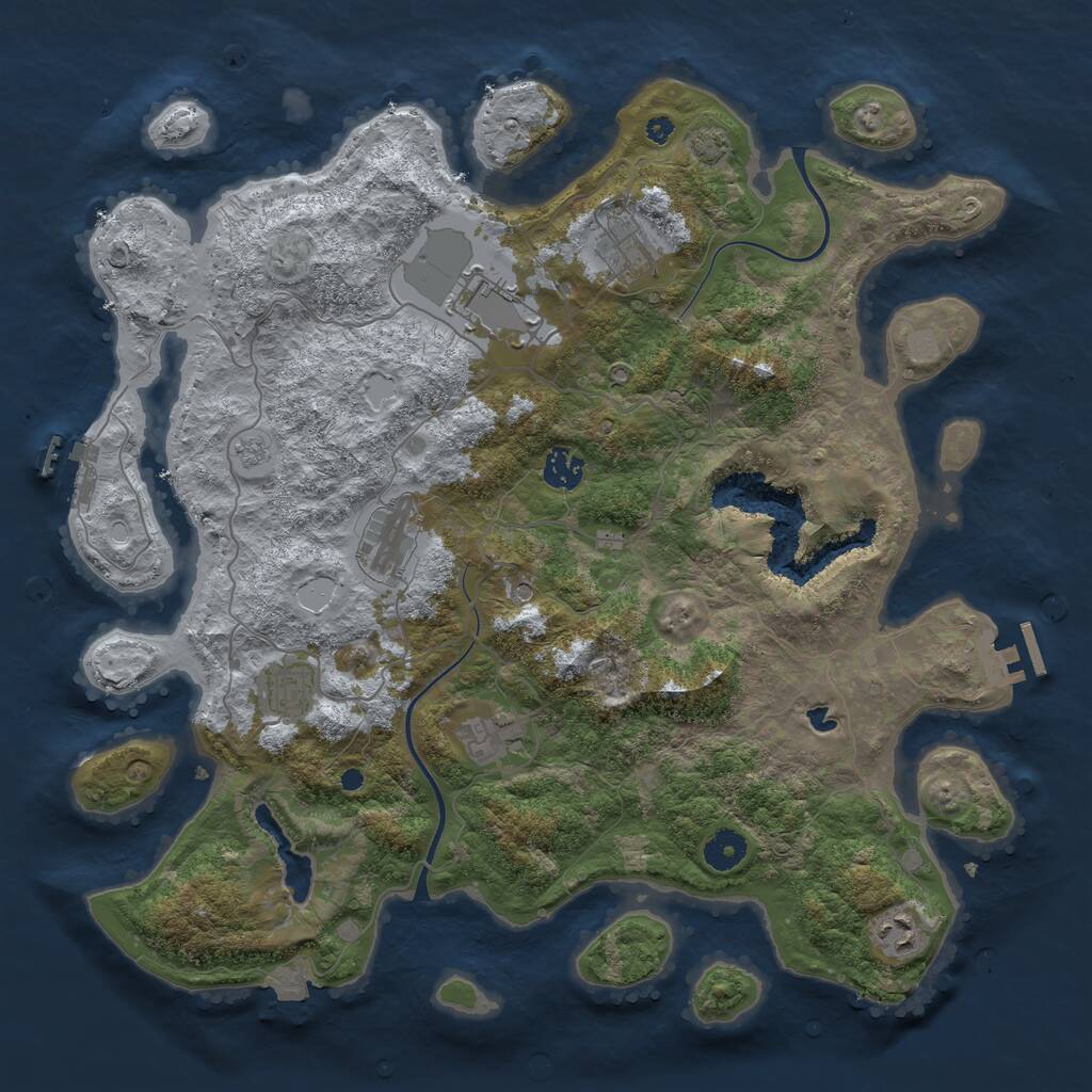 Rust Map: Procedural Map, Size: 4000, Seed: 524126, 13 Monuments