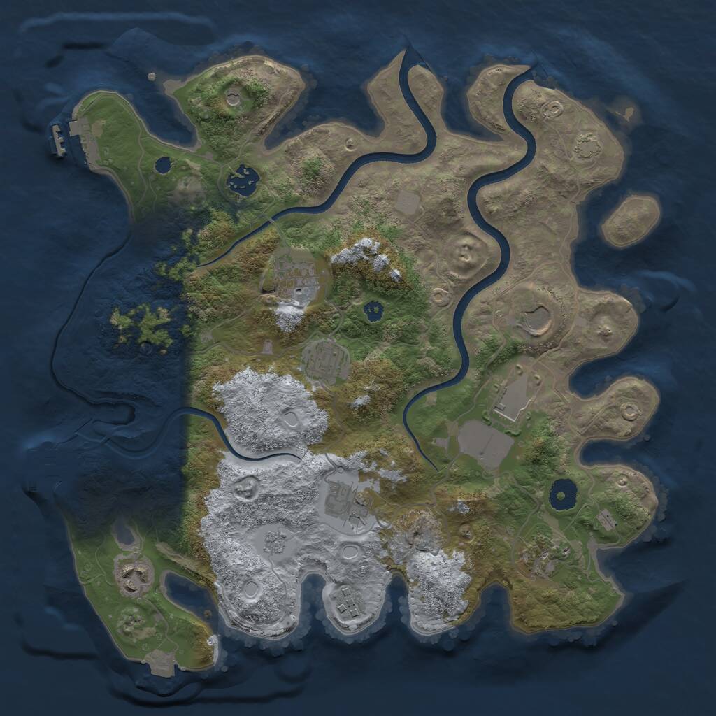 Rust Map: Procedural Map, Size: 3550, Seed: 431622, 15 Monuments