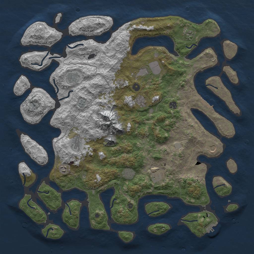 Rust Map: Procedural Map, Size: 5000, Seed: 1345158824, 19 Monuments