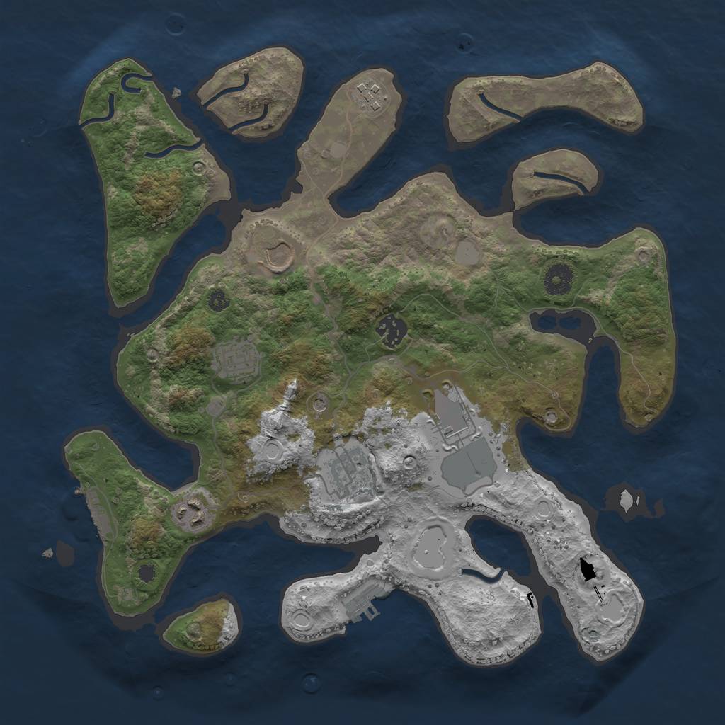 Rust Map: Procedural Map, Size: 3550, Seed: 624592, 15 Monuments