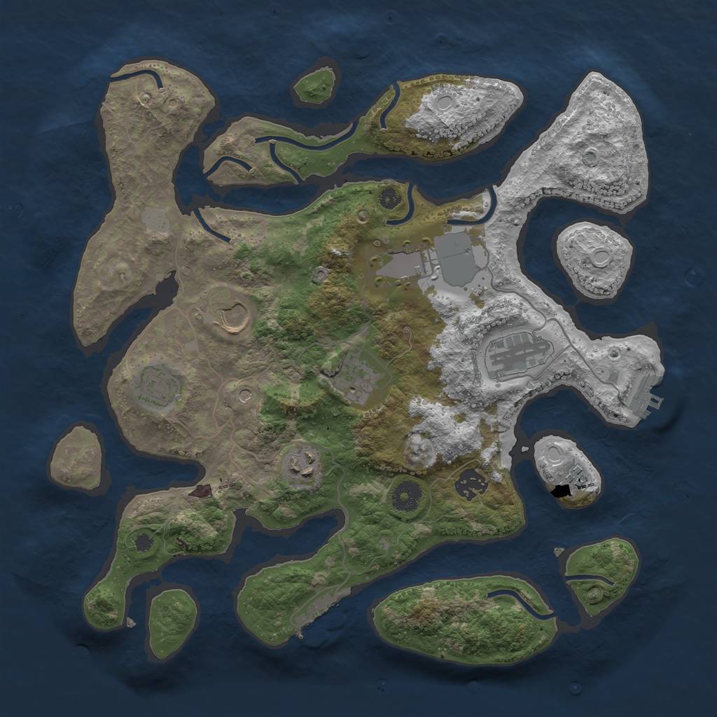 Rust Map: Procedural Map, Size: 3550, Seed: 354020, 16 Monuments