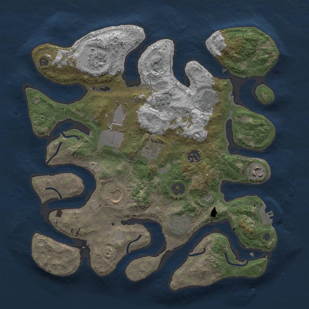 Rust Map: Procedural Map, Size: 3500, Seed: 7700775, 16 Monuments