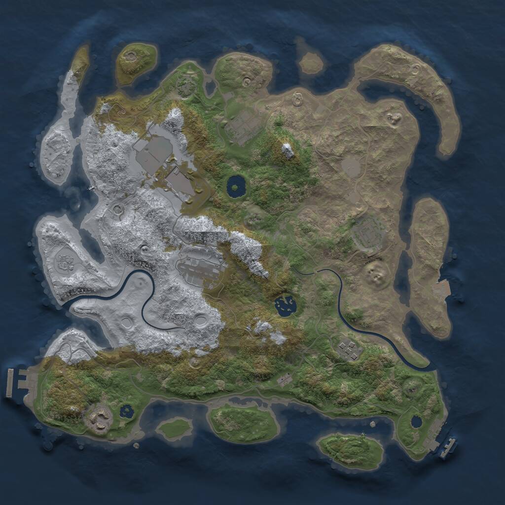 Rust Map: Procedural Map, Size: 3550, Seed: 102707, 13 Monuments