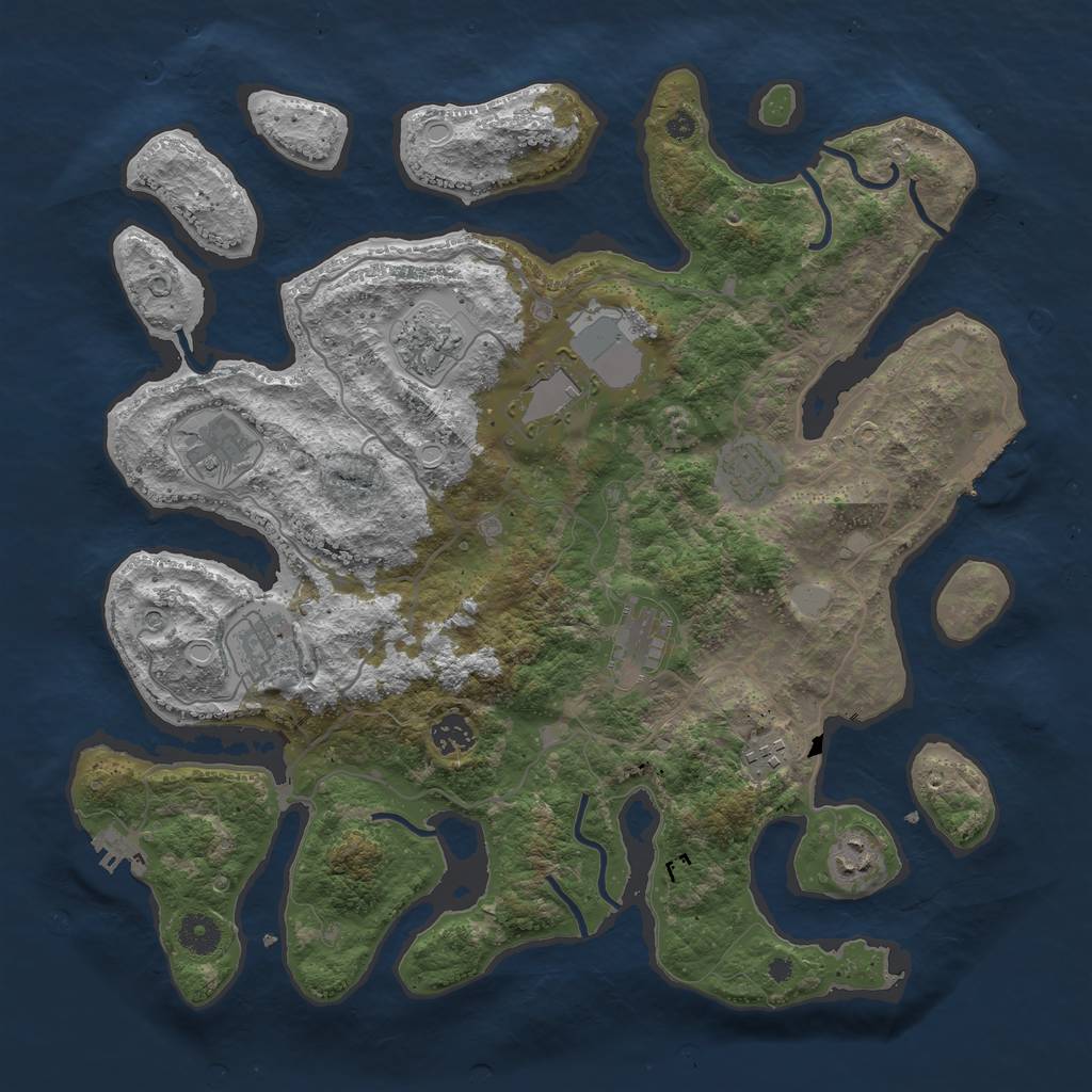 Rust Map: Procedural Map, Size: 4000, Seed: 117070733, 17 Monuments