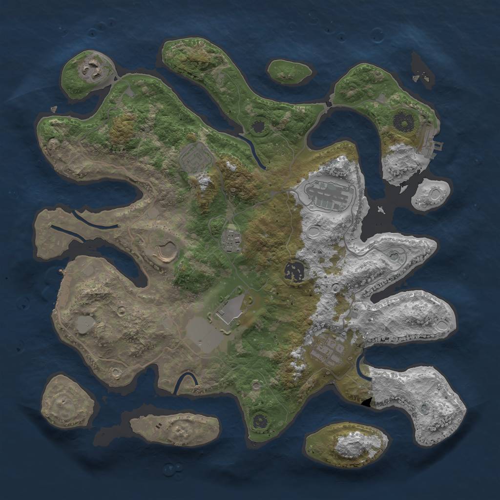 Rust Map: Procedural Map, Size: 3550, Seed: 751126, 16 Monuments
