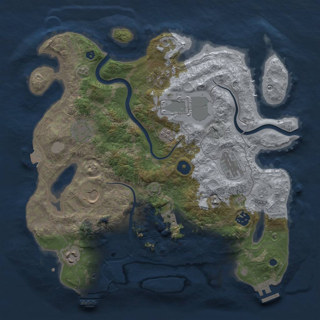 Rust Map: Procedural Map, Size: 3550, Seed: 53290, 15 Monuments