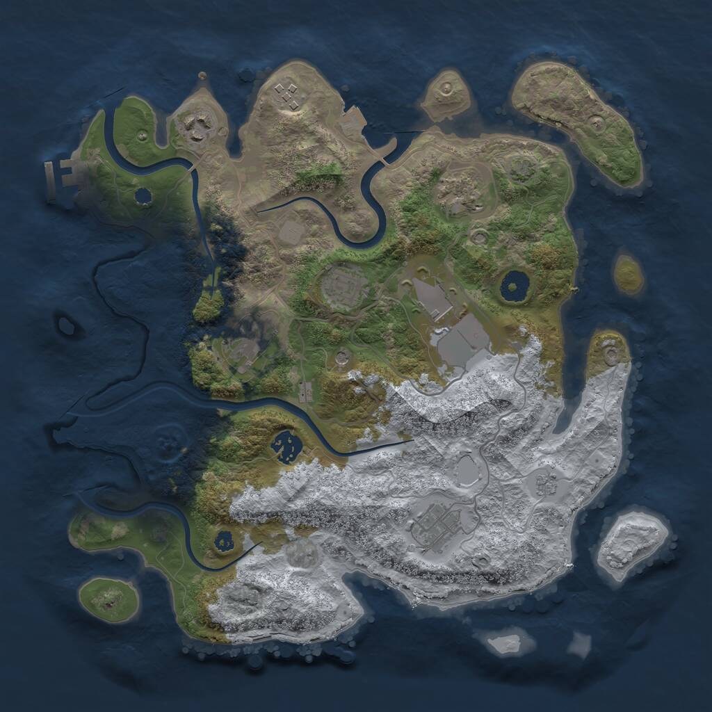 Rust Map: Procedural Map, Size: 3550, Seed: 114618, 13 Monuments