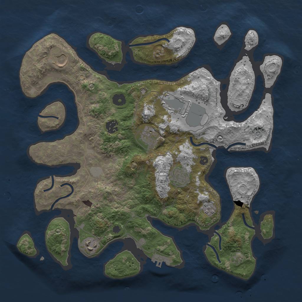 Rust Map: Procedural Map, Size: 3550, Seed: 840633, 14 Monuments