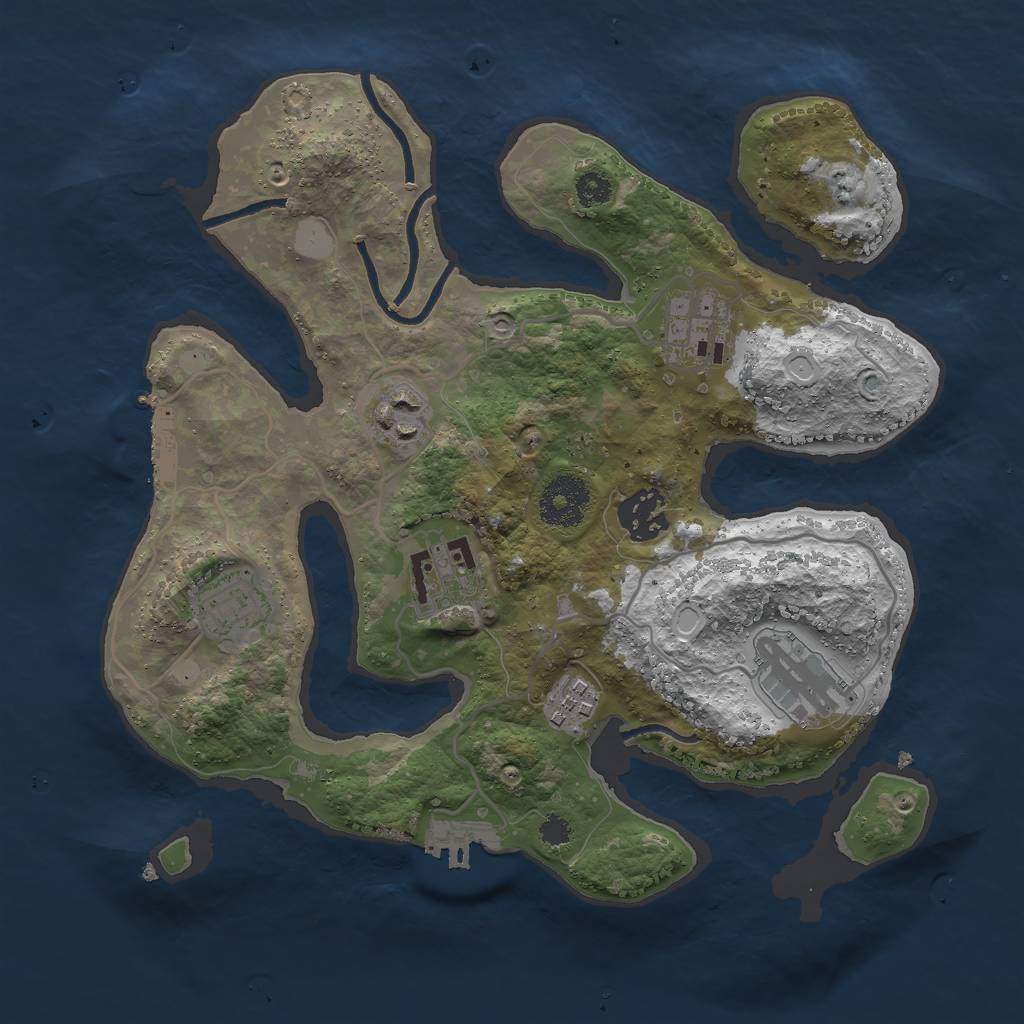 Rust Map: Procedural Map, Size: 3000, Seed: 12345789, 14 Monuments