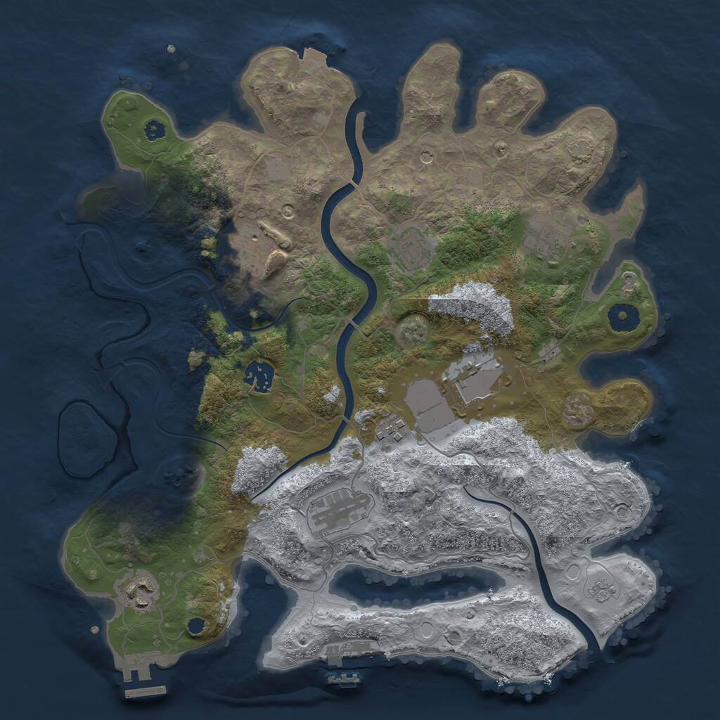 Rust Map: Procedural Map, Size: 3550, Seed: 255927, 14 Monuments