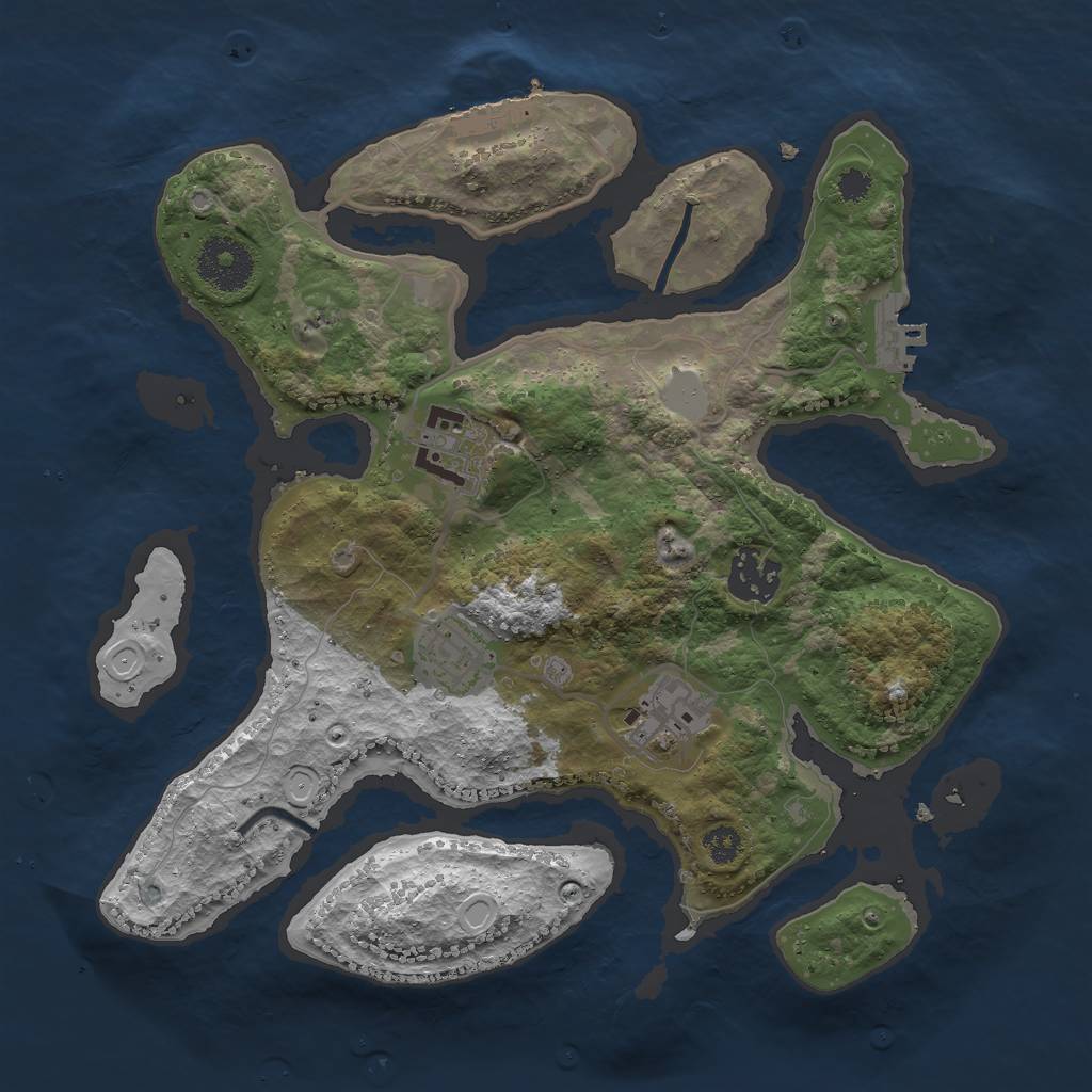 Rust Map: Procedural Map, Size: 3000, Seed: 554931155, 11 Monuments