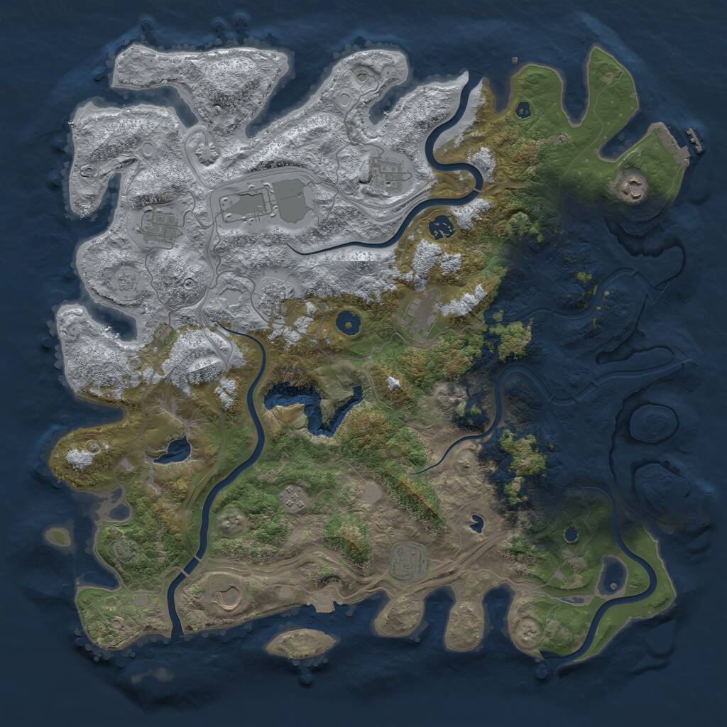 Rust Map: Procedural Map, Size: 4500, Seed: 4999, 16 Monuments