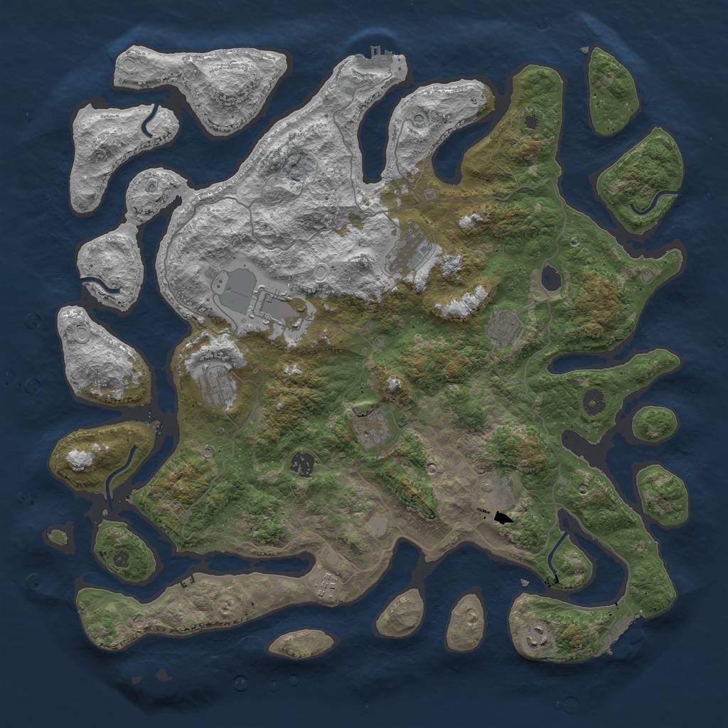 Rust Map: Procedural Map, Size: 4500, Seed: 4999, 17 Monuments