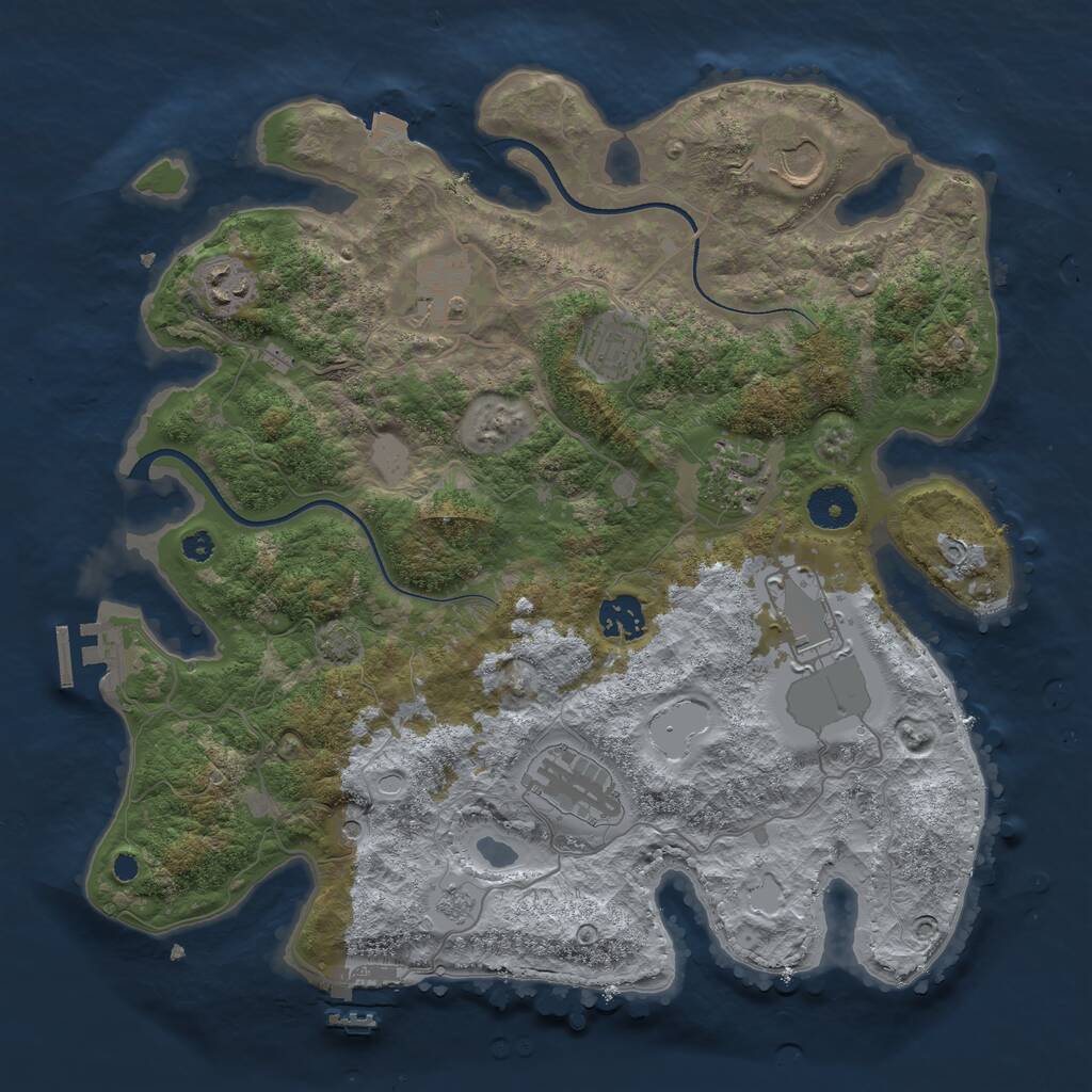 Rust Map: Procedural Map, Size: 3550, Seed: 293432, 14 Monuments
