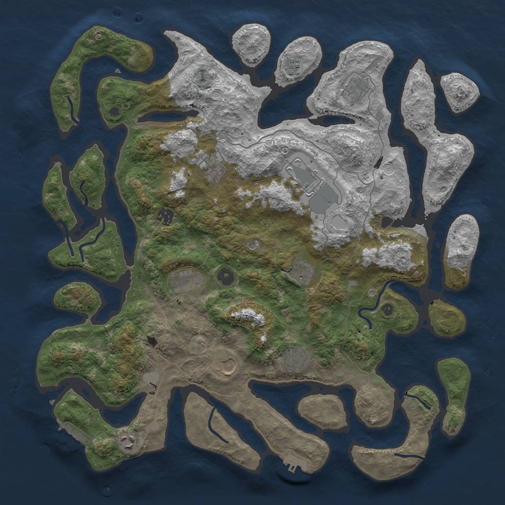 Rust Map: Procedural Map, Size: 4500, Seed: 2494, 18 Monuments