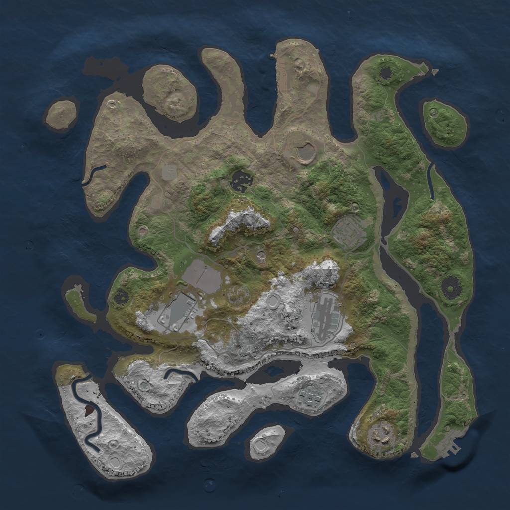 Rust Map: Procedural Map, Size: 3550, Seed: 570383, 15 Monuments