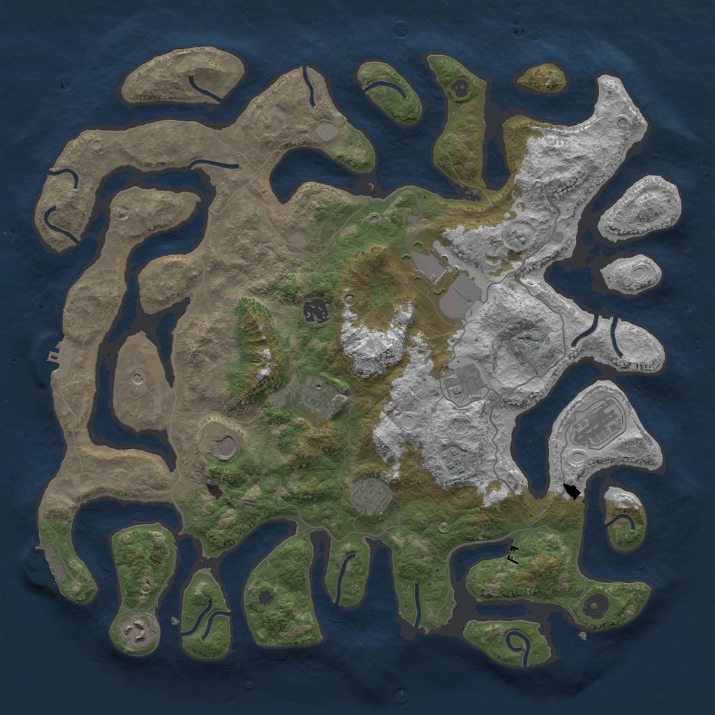 Rust Map: Procedural Map, Size: 4300, Seed: 2147483640, 17 Monuments