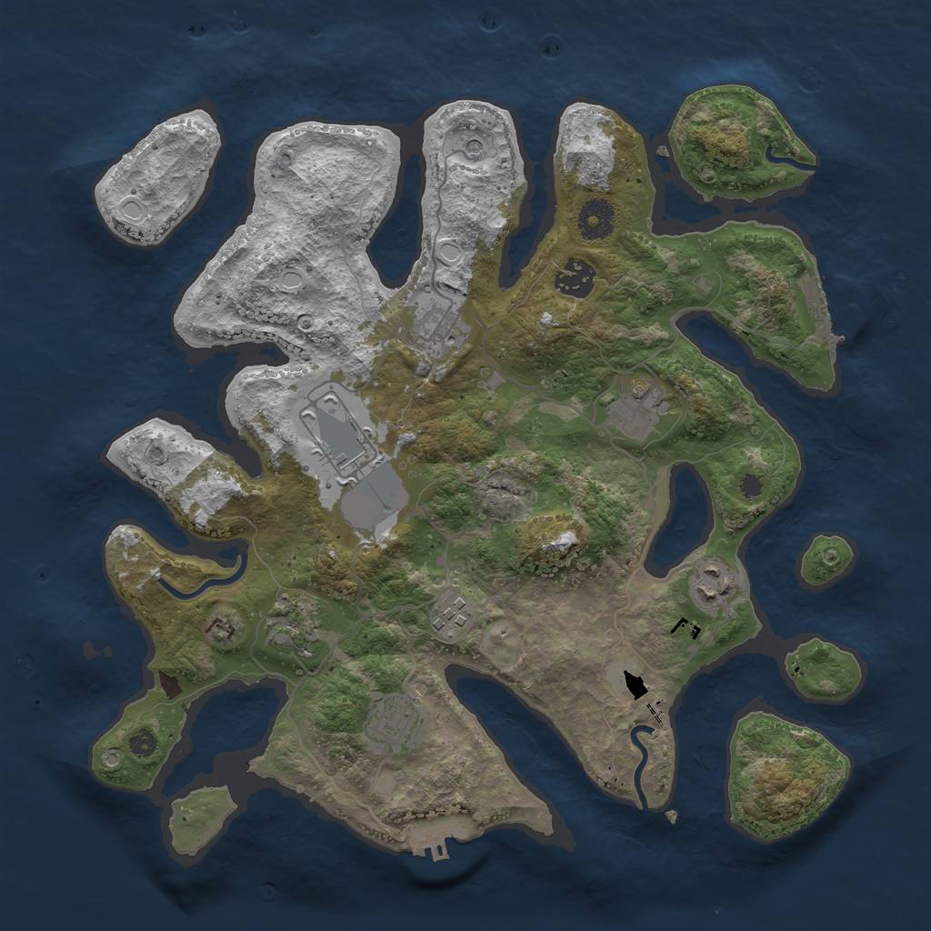 Rust Map: Procedural Map, Size: 3550, Seed: 650255, 16 Monuments