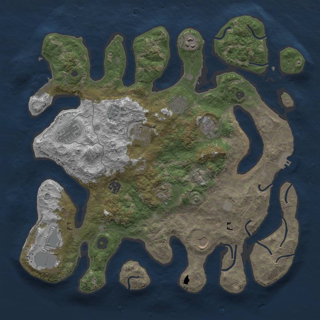 Rust Map: Procedural Map, Size: 4000, Seed: 1784262513, 18 Monuments