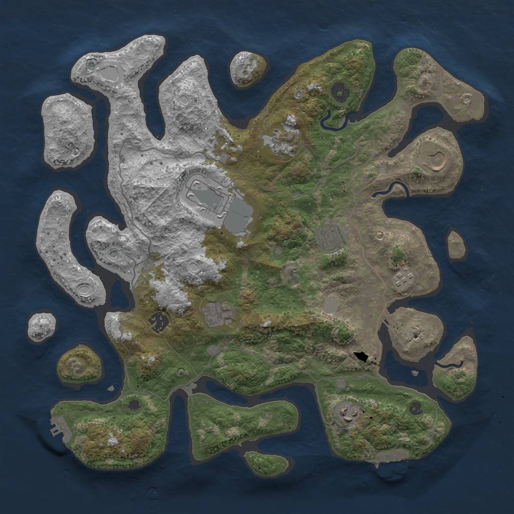 Rust Map: Procedural Map, Size: 4000, Seed: 53576, 16 Monuments