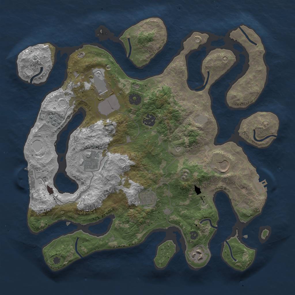 Rust Map: Procedural Map, Size: 3550, Seed: 893331, 15 Monuments