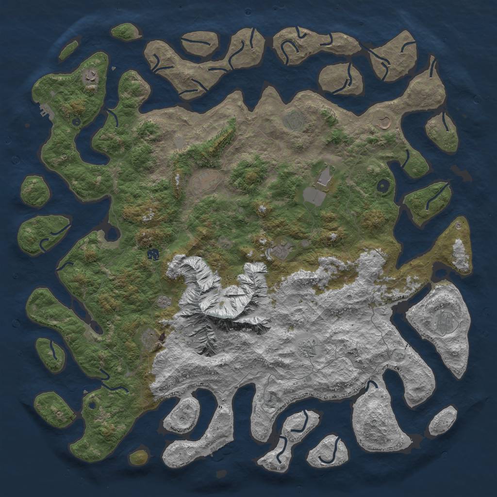 Rust Map: Procedural Map, Size: 6000, Seed: 60633163, 19 Monuments