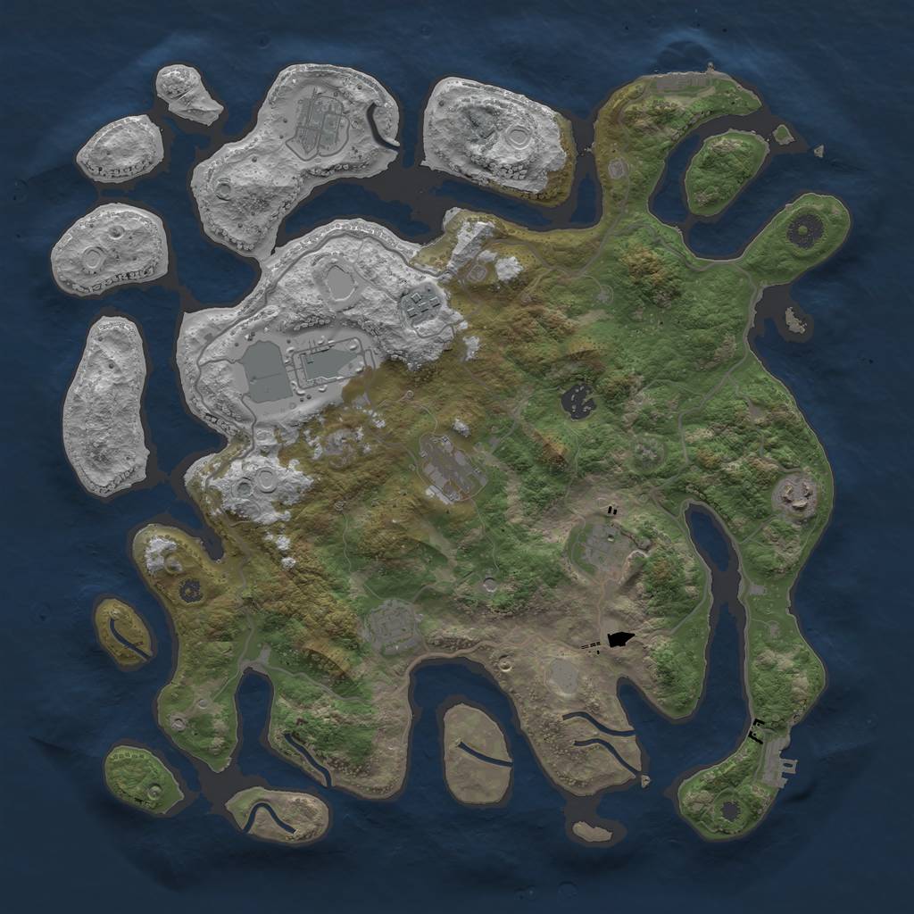 Rust Map: Procedural Map, Size: 4000, Seed: 979221, 16 Monuments