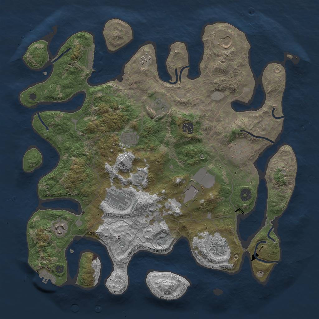 Rust Map: Procedural Map, Size: 4000, Seed: 827418, 18 Monuments