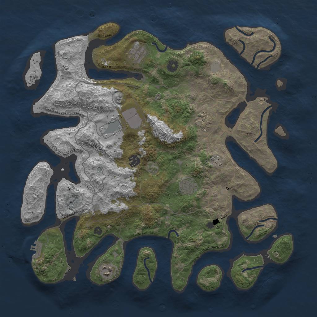 Rust Map: Procedural Map, Size: 4000, Seed: 840445, 14 Monuments