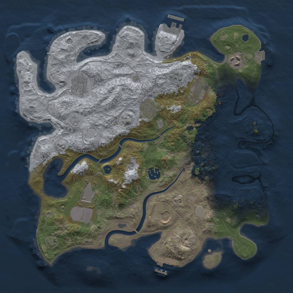 Rust Map: Procedural Map, Size: 3550, Seed: 784437, 14 Monuments