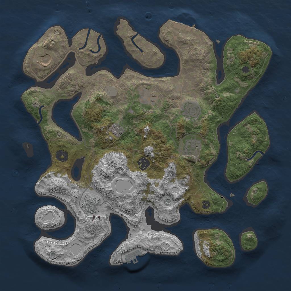 Rust Map: Procedural Map, Size: 3550, Seed: 717668, 15 Monuments