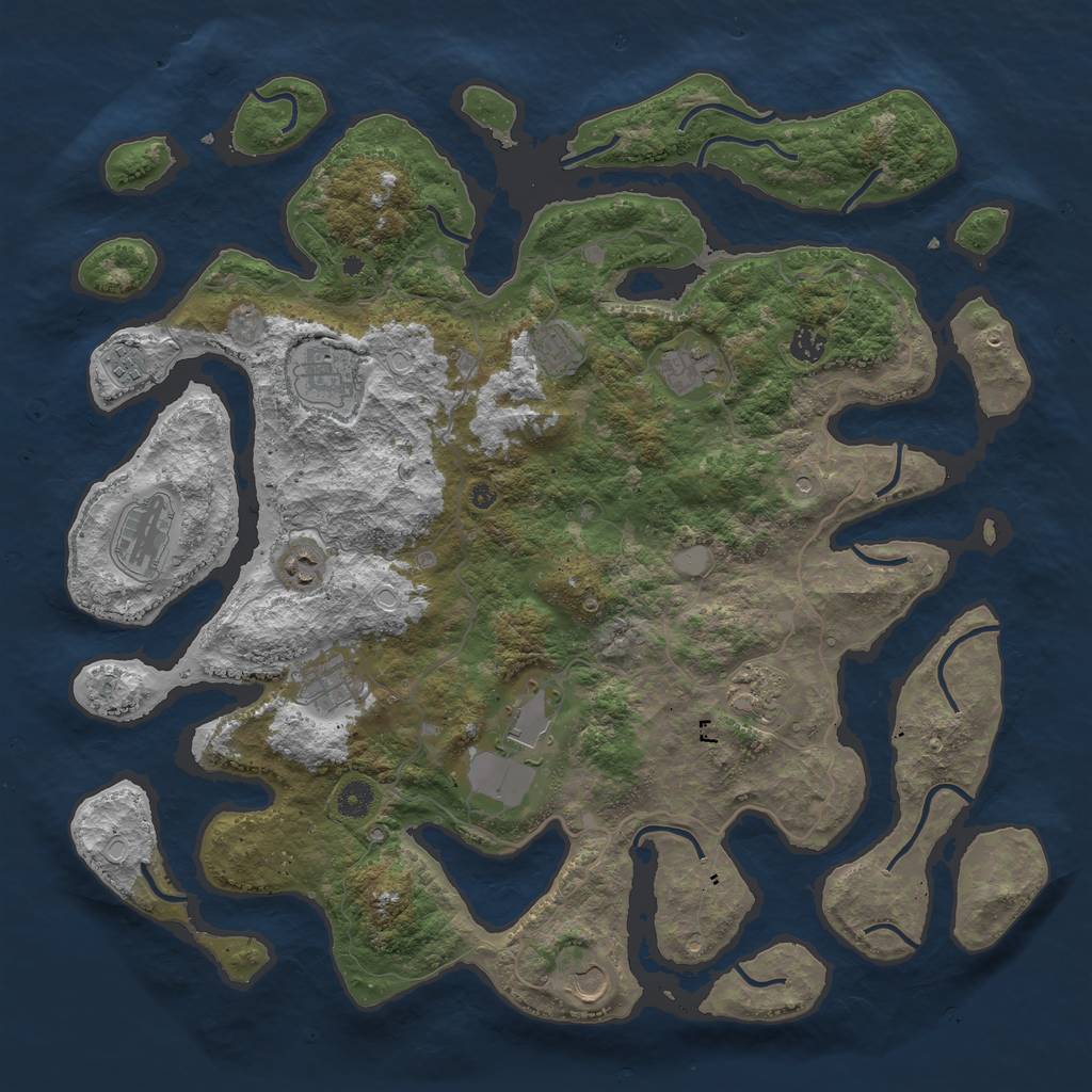 Rust Map: Procedural Map, Size: 4500, Seed: 2289, 17 Monuments