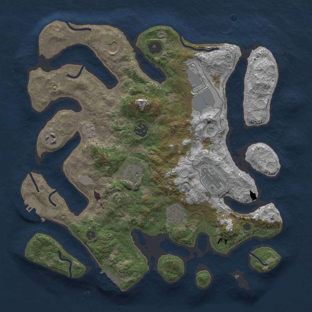 Rust Map: Procedural Map, Size: 3550, Seed: 730791, 16 Monuments