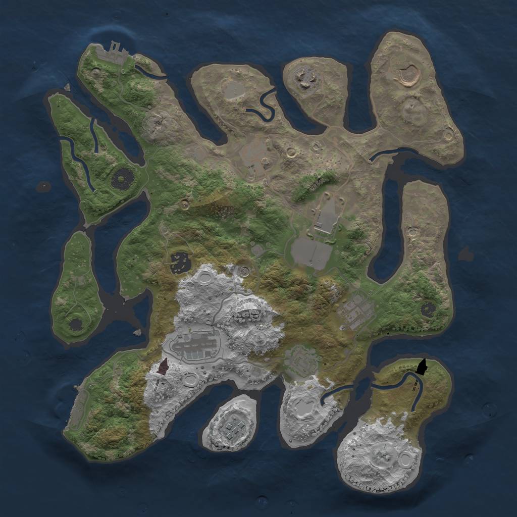 Rust Map: Procedural Map, Size: 3500, Seed: 7240253, 17 Monuments