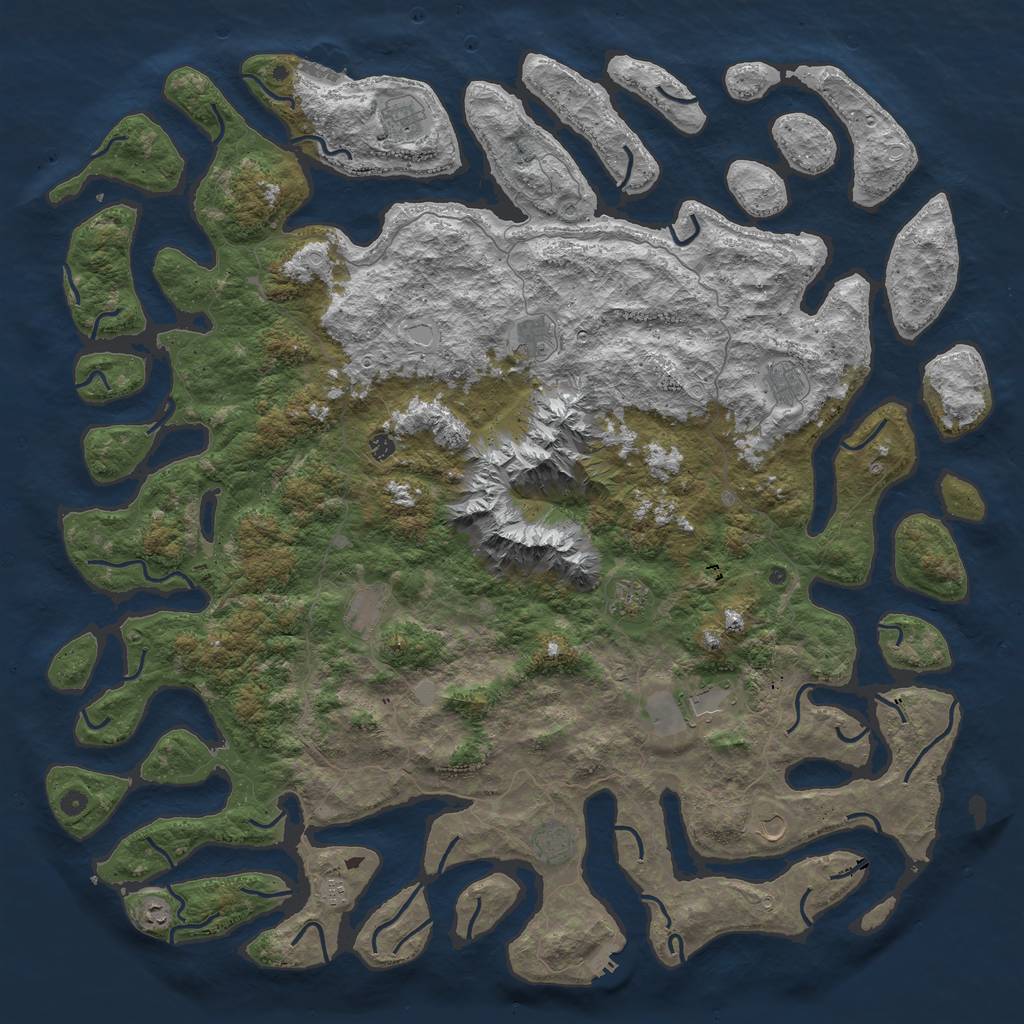 Rust Map: Procedural Map, Size: 6000, Seed: 1683288677, 19 Monuments