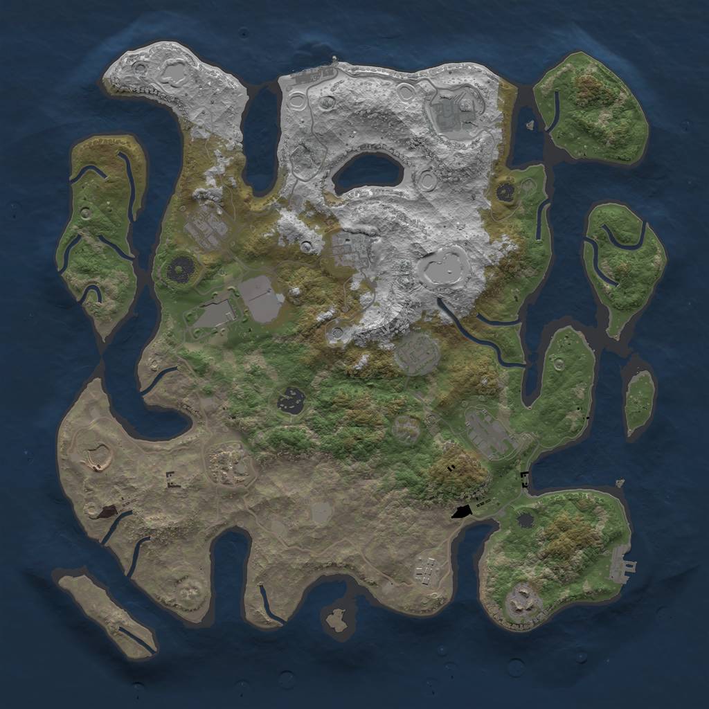 Rust Map: Procedural Map, Size: 3950, Seed: 406975510, 19 Monuments
