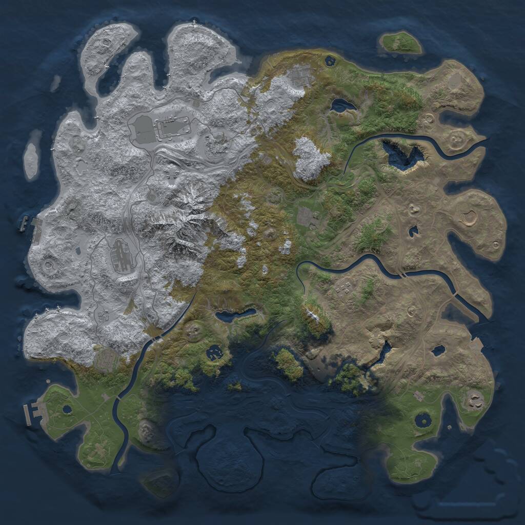 Rust Map: Procedural Map, Size: 5000, Seed: 73988416, 17 Monuments