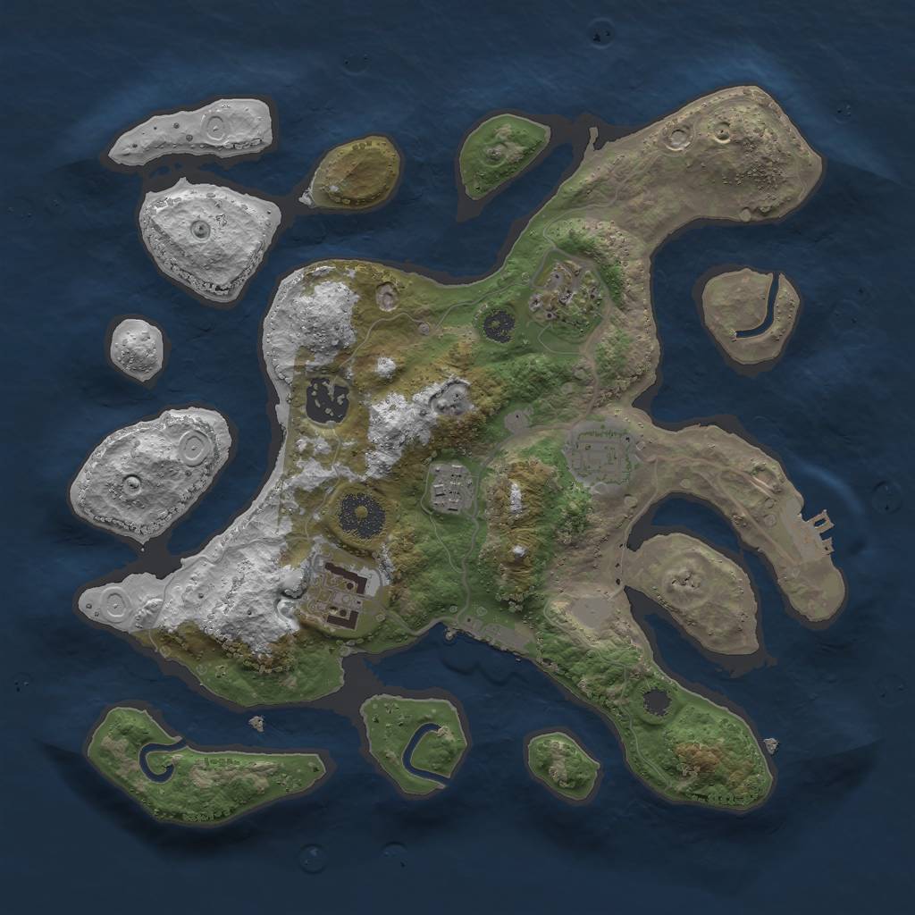 Rust Map: Procedural Map, Size: 3000, Seed: 9668444, 12 Monuments