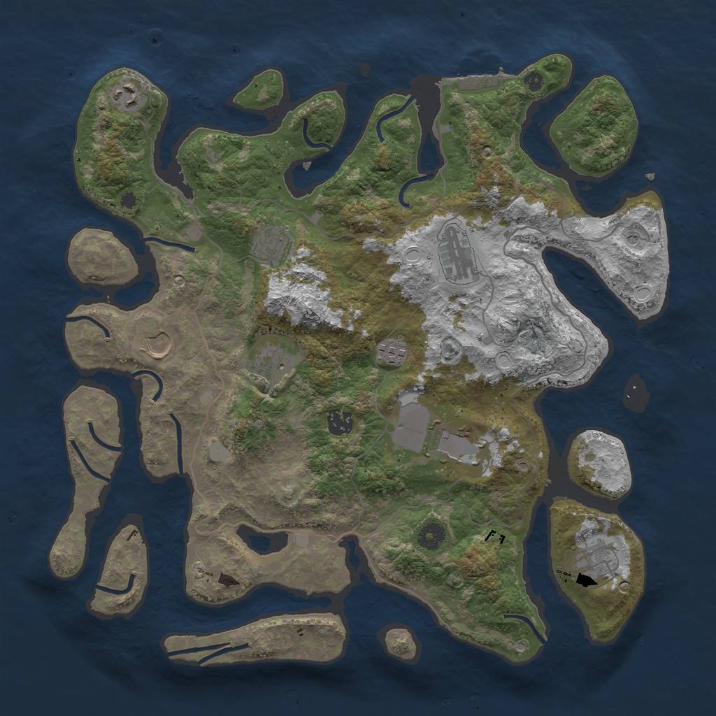 Rust Map: Procedural Map, Size: 4000, Seed: 808768, 16 Monuments