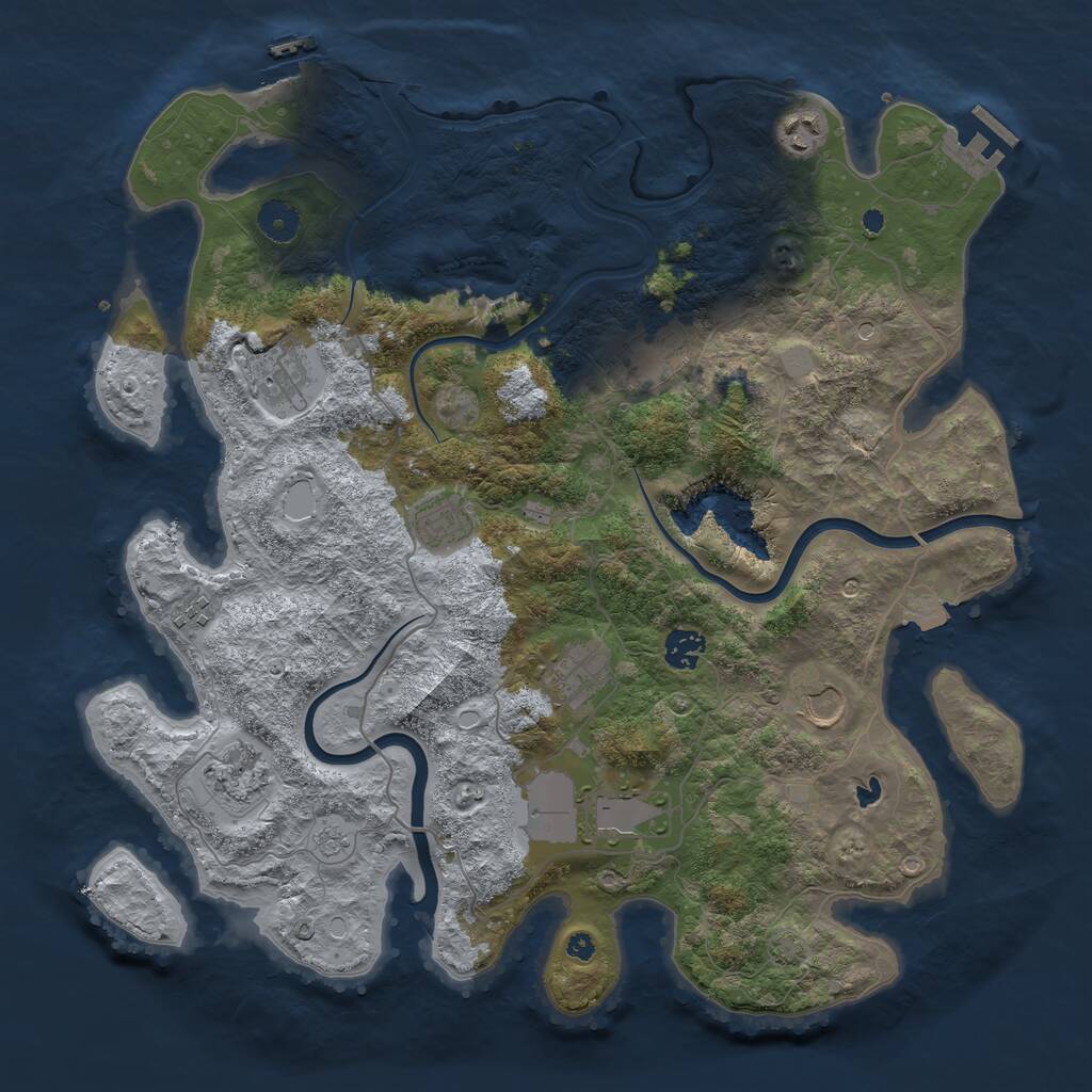 Rust Map: Procedural Map, Size: 4000, Seed: 197485, 16 Monuments