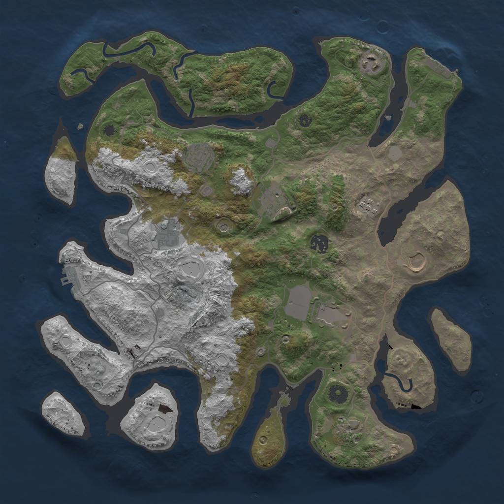 Rust Map: Procedural Map, Size: 4000, Seed: 197485, 17 Monuments