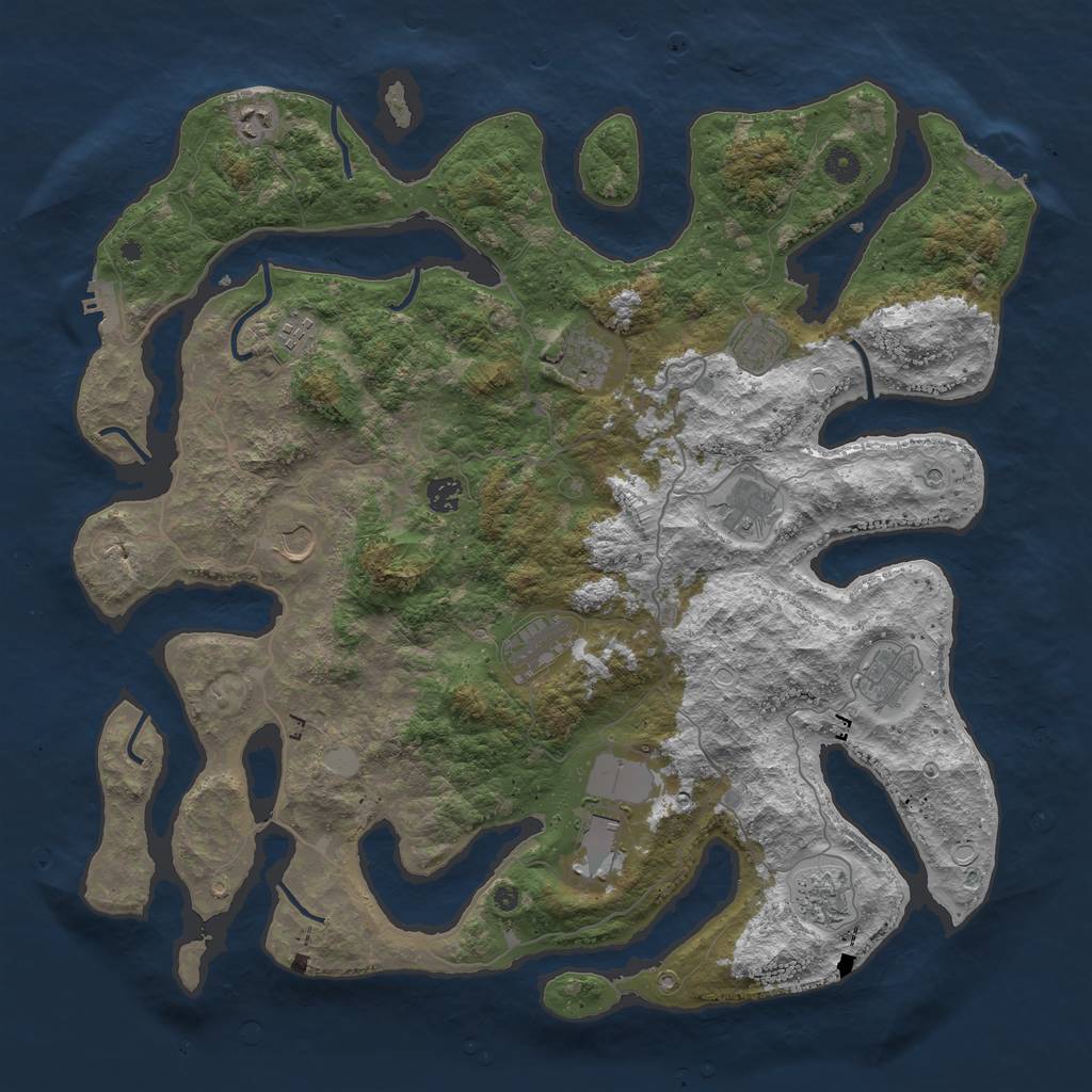 Rust Map: Procedural Map, Size: 4500, Seed: 4353125, 19 Monuments