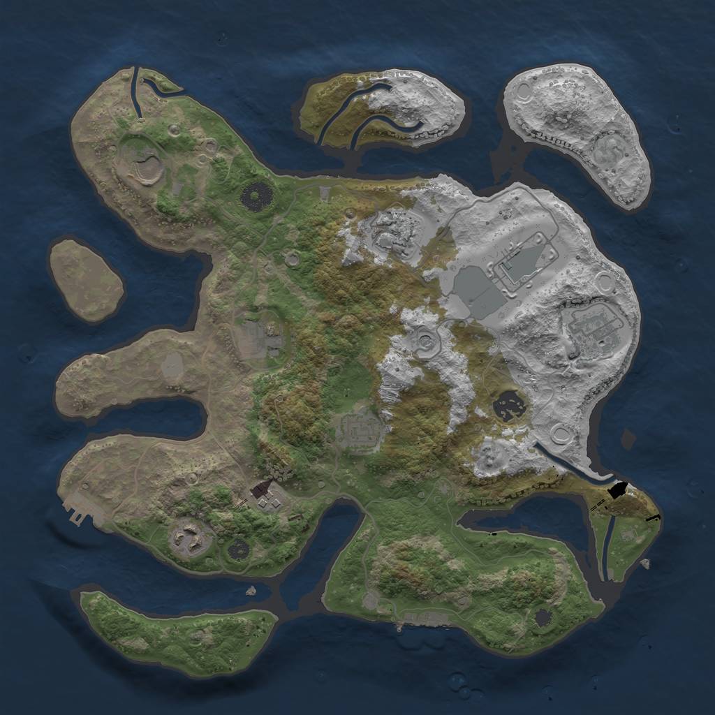 Rust Map: Procedural Map, Size: 3550, Seed: 968399, 17 Monuments